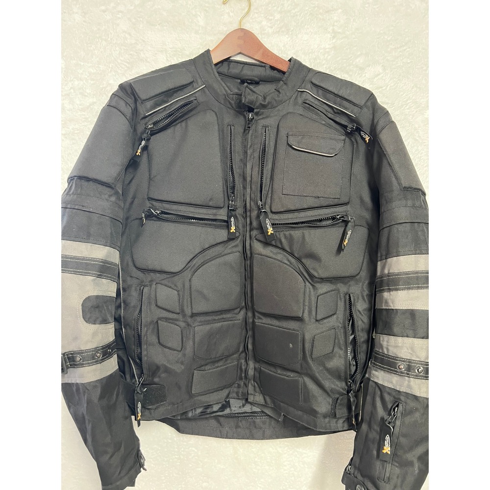 Xelement Armored Motorcycle Racing Jacket Black Grey Padded Riding Gear Mens - Picture 4 of 15